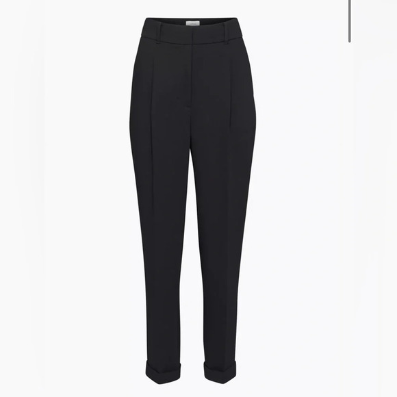NWT Aritzia Wilfred Dashwood Pant - Black Crepette High-waisted pleated trousers - Picture 7 of 16